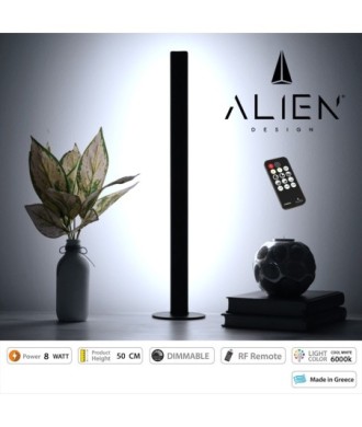 GloboStar® ALIEN-DIVA-BLACK-50-1 ALIEN Design DIVA Μοντέρνο Minimal Nordic Μεταλλικό Φωτιστικό Επιτραπέζιο - Πορτατίφ - Λαμπατέρ Μαύρο LED 8W 1120lm με Ασύρματο Χειριστήριο RF & Dimmer IP20 Ψυχρό Λευκό 6000K Μ3 x Π1.6 x Υ50cm
